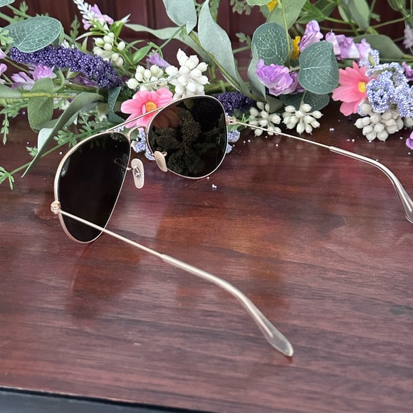 Ray-Ban Gold Frame Sunglasses with Blue Mirrored Lenses main image 4